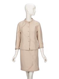 Ralph Rucci Chado, Dress Ensemble in Beige Crêpe