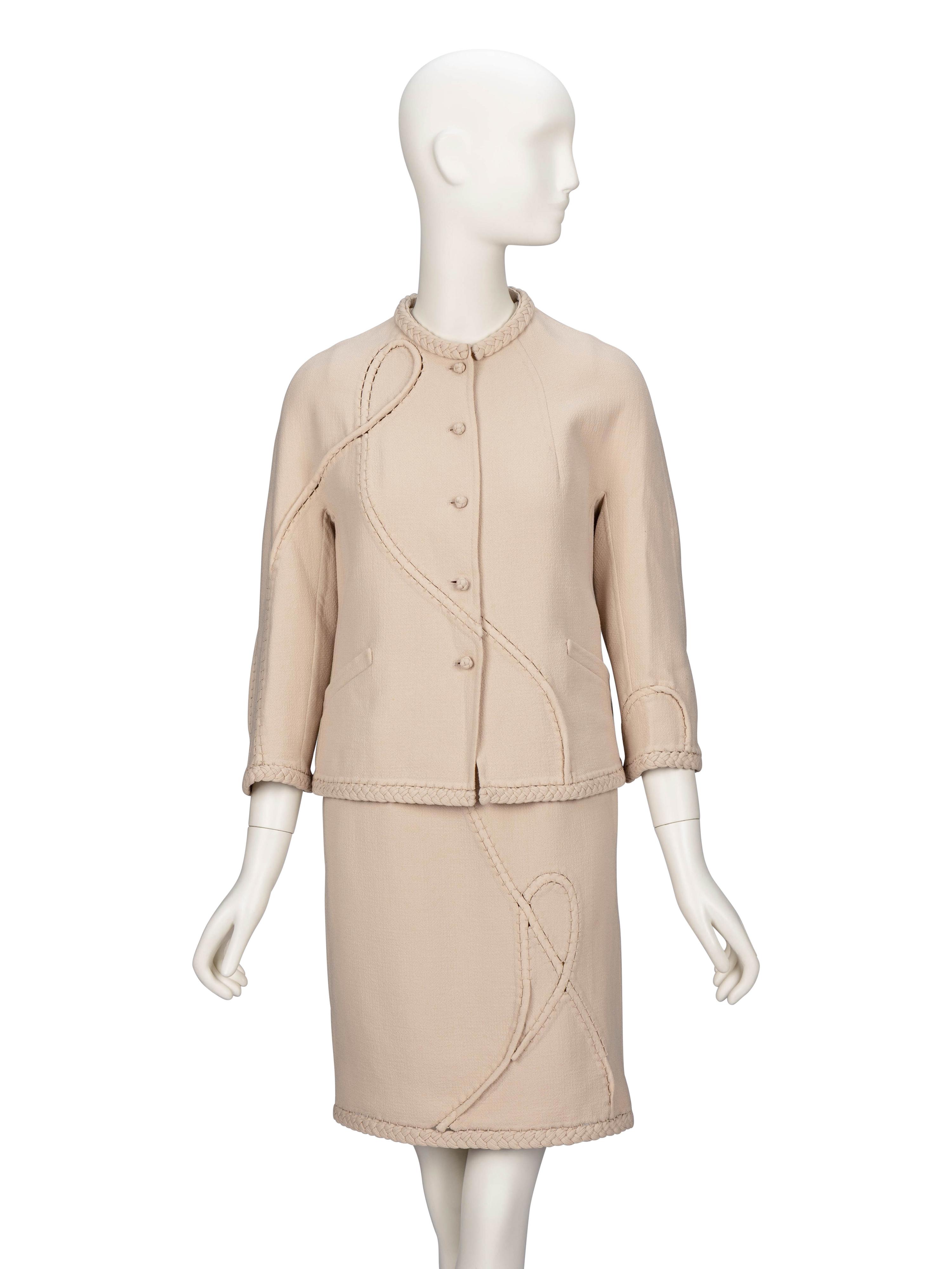 Ralph Rucci Chado, Dress Ensemble in Beige Crêpe