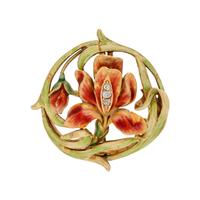 ART NOUVEAU, ENAMEL AND DIAMOND BROOCH/PENDANT