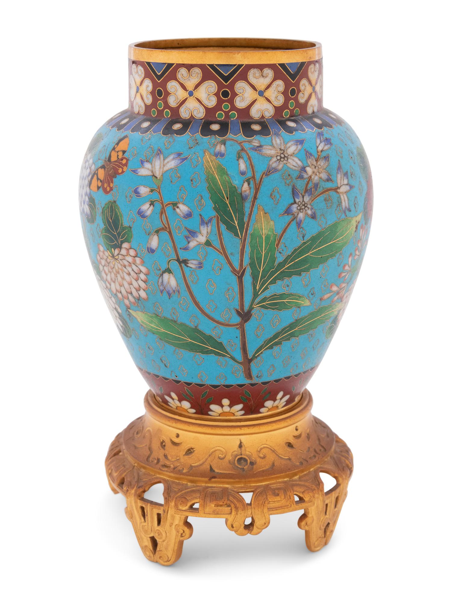 An Elkington & Co. Enameled Bronze Urn