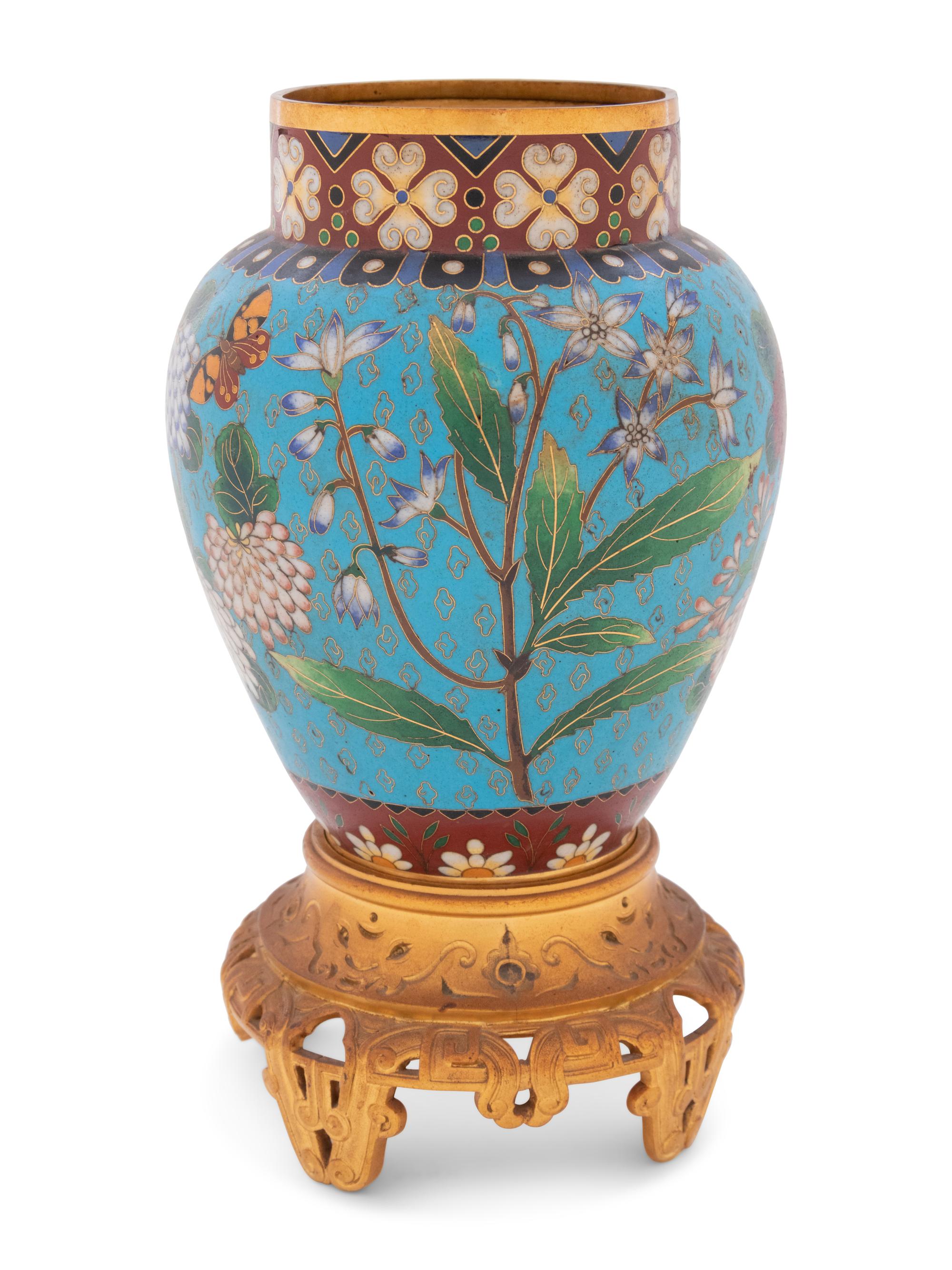 An Elkington & Co. Enameled Bronze Urn