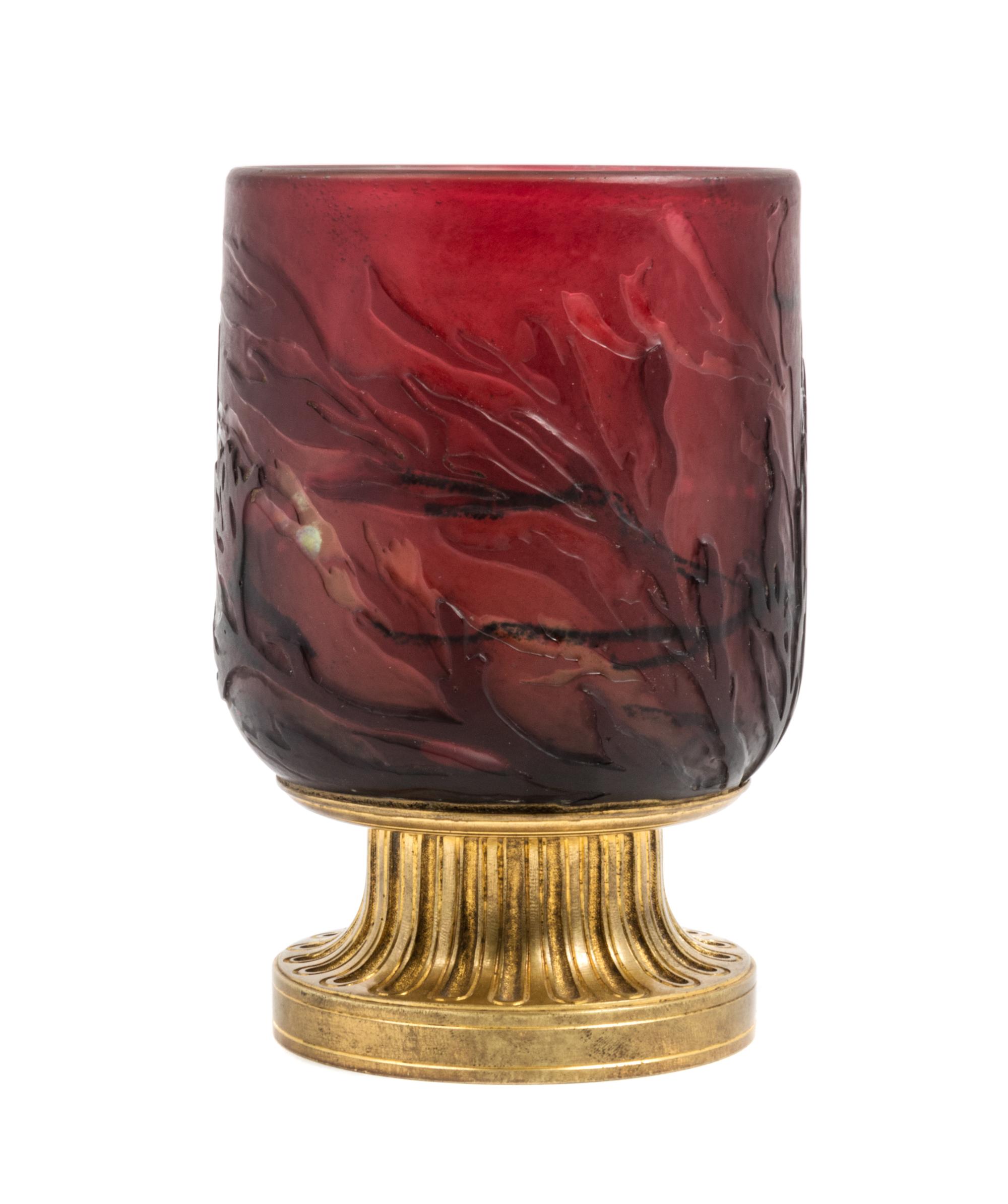 Emile Galle, (French, 1846-1904), a cameo glass vase, with bronze base