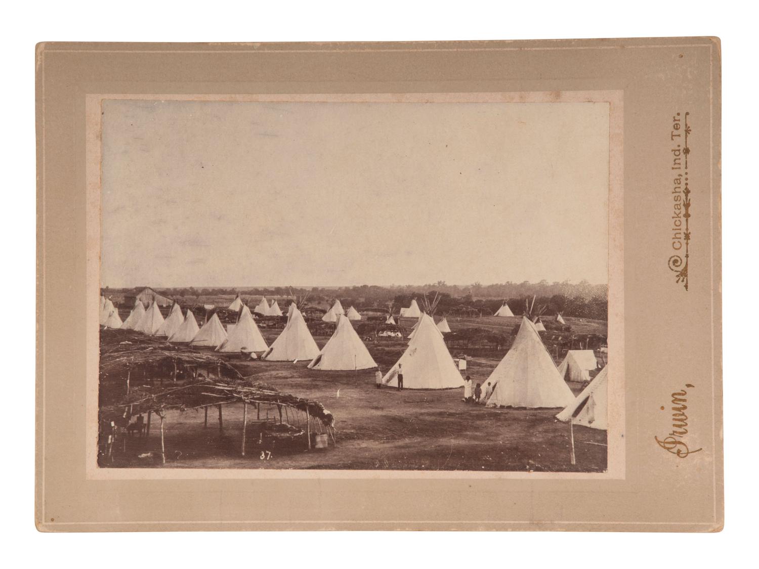 [LATE INDIAN WARS - OKLAHOMA]. IRWIN, William E. (1871-1935). Camp of Troop L, 7th Cavalry. Chickasha, Indian Territory [Oklahoma], ca 1891.