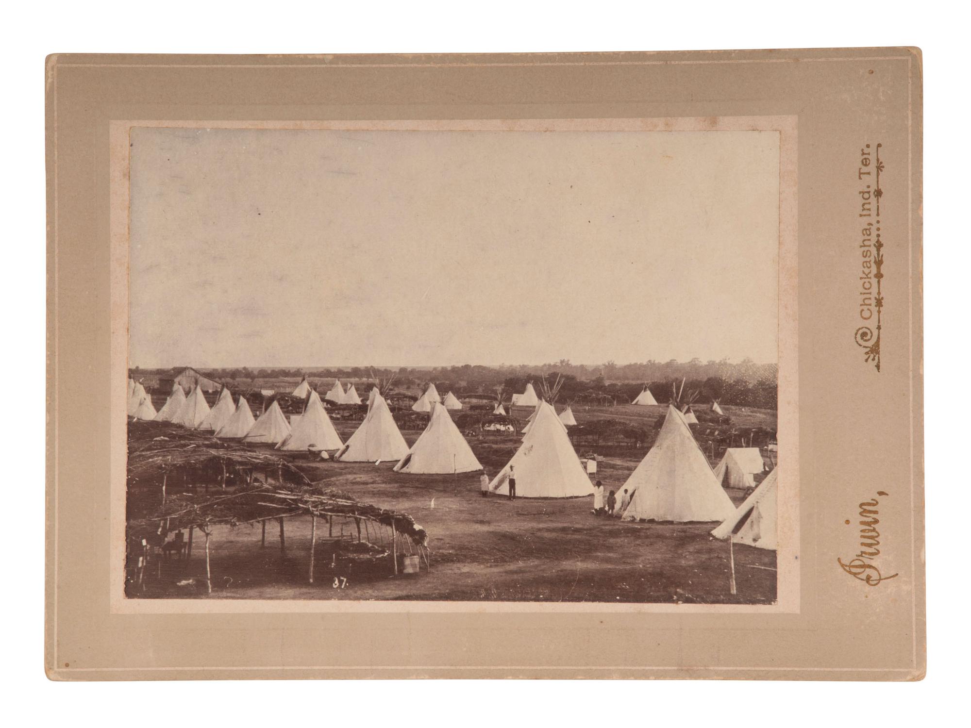 [LATE INDIAN WARS - OKLAHOMA]. IRWIN, William E. (1871-1935). Camp of Troop L, 7th Cavalry. Chickasha, Indian Territory [Oklahoma], ca 1891.