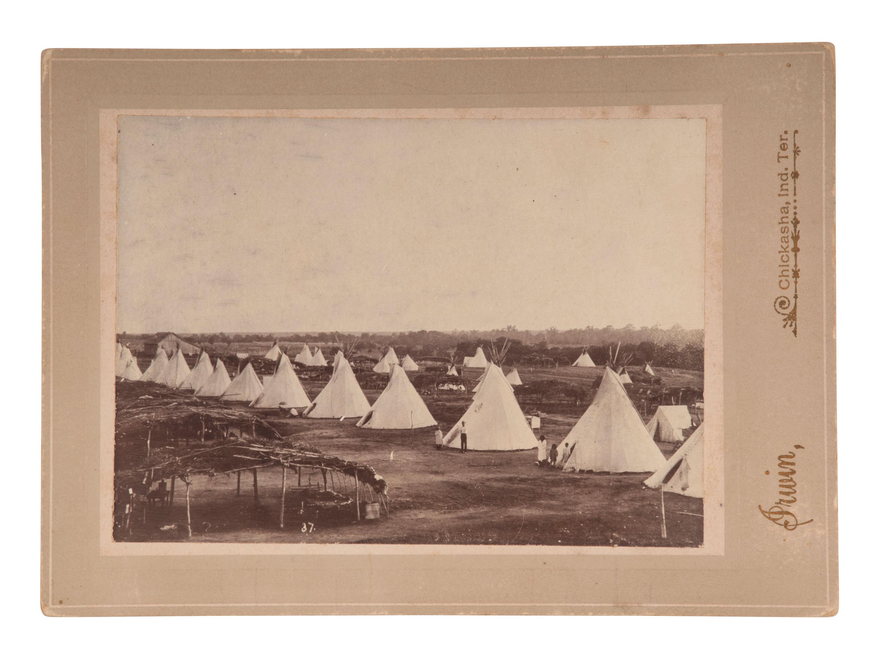 [LATE INDIAN WARS - OKLAHOMA]. IRWIN, William E. (1871-1935). Camp of Troop L, 7th Cavalry. Chickasha, Indian Territory [Oklahoma], ca 1891.