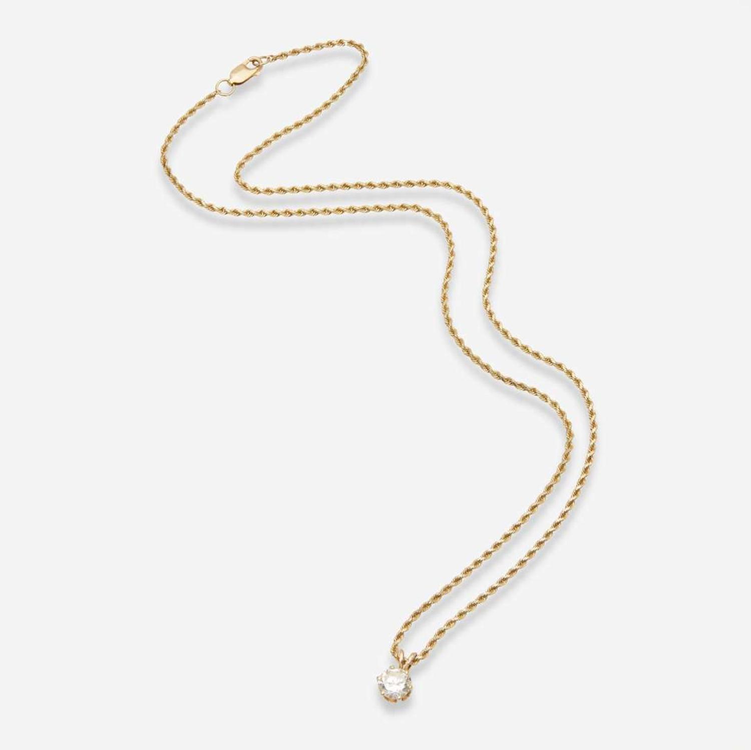 A 14K Yellow Gold Chain with Diamond Pendant