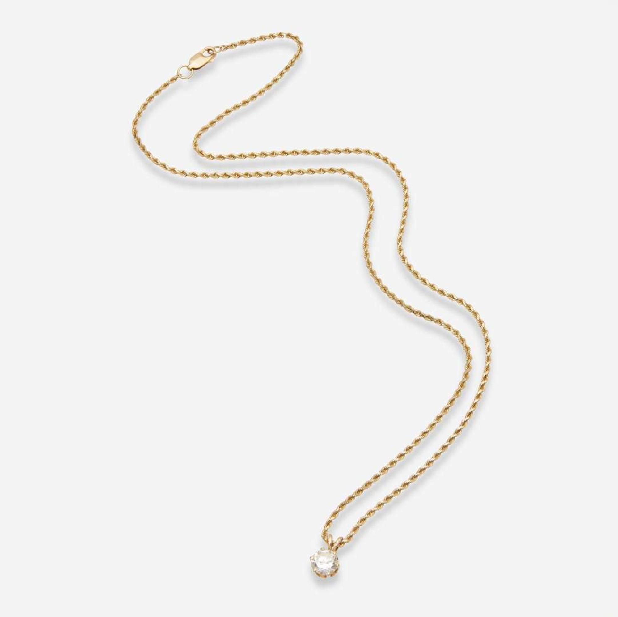 A 14K Yellow Gold Chain with Diamond Pendant