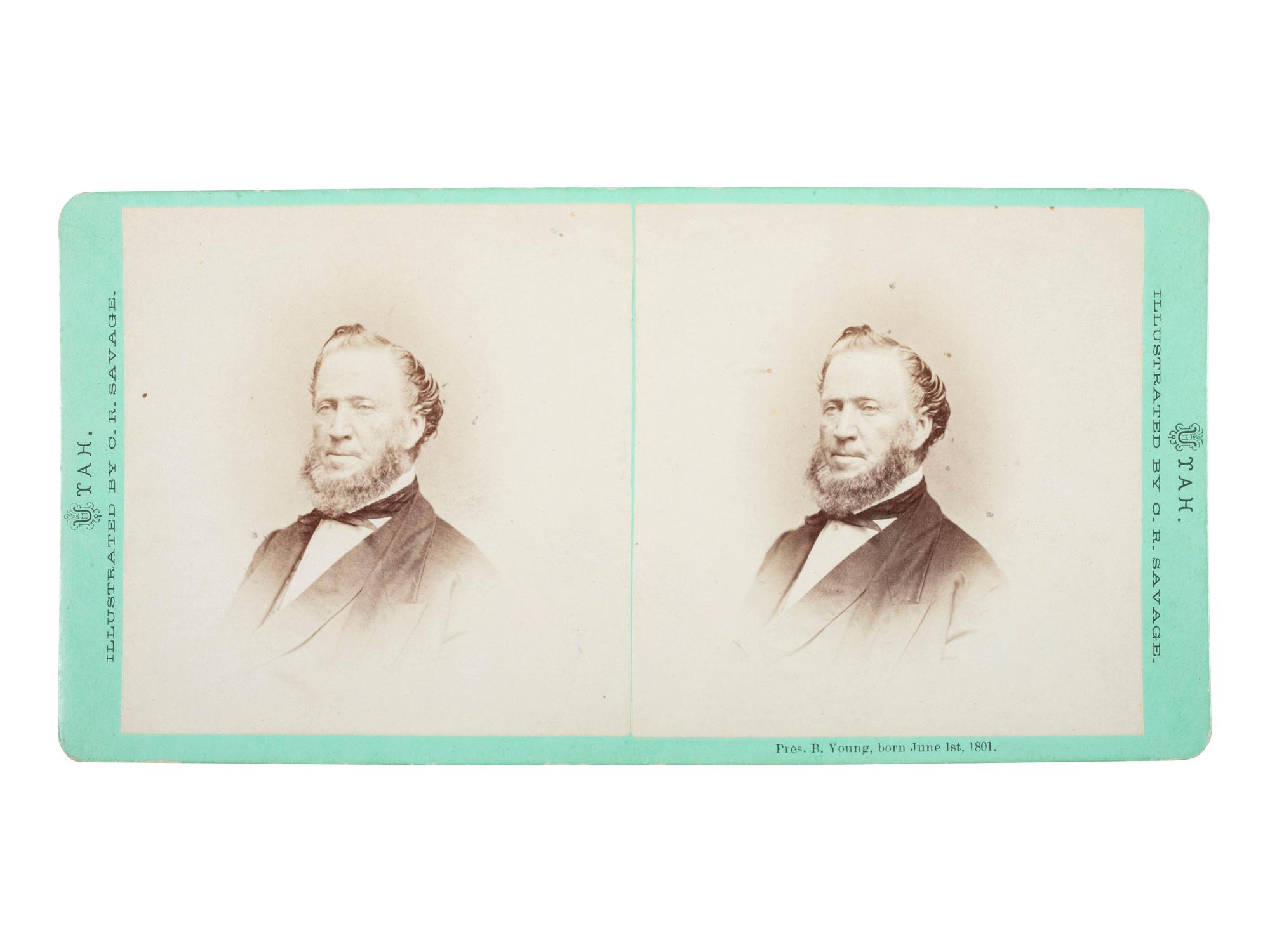 [WESTERN AMERICANA] -- [UTAH]. SAVAGE, C.R. (1832-1909), photographer. Pres. B. Young, born June 1st, 1801 . Salt Lake City, UT: ca 1870s.