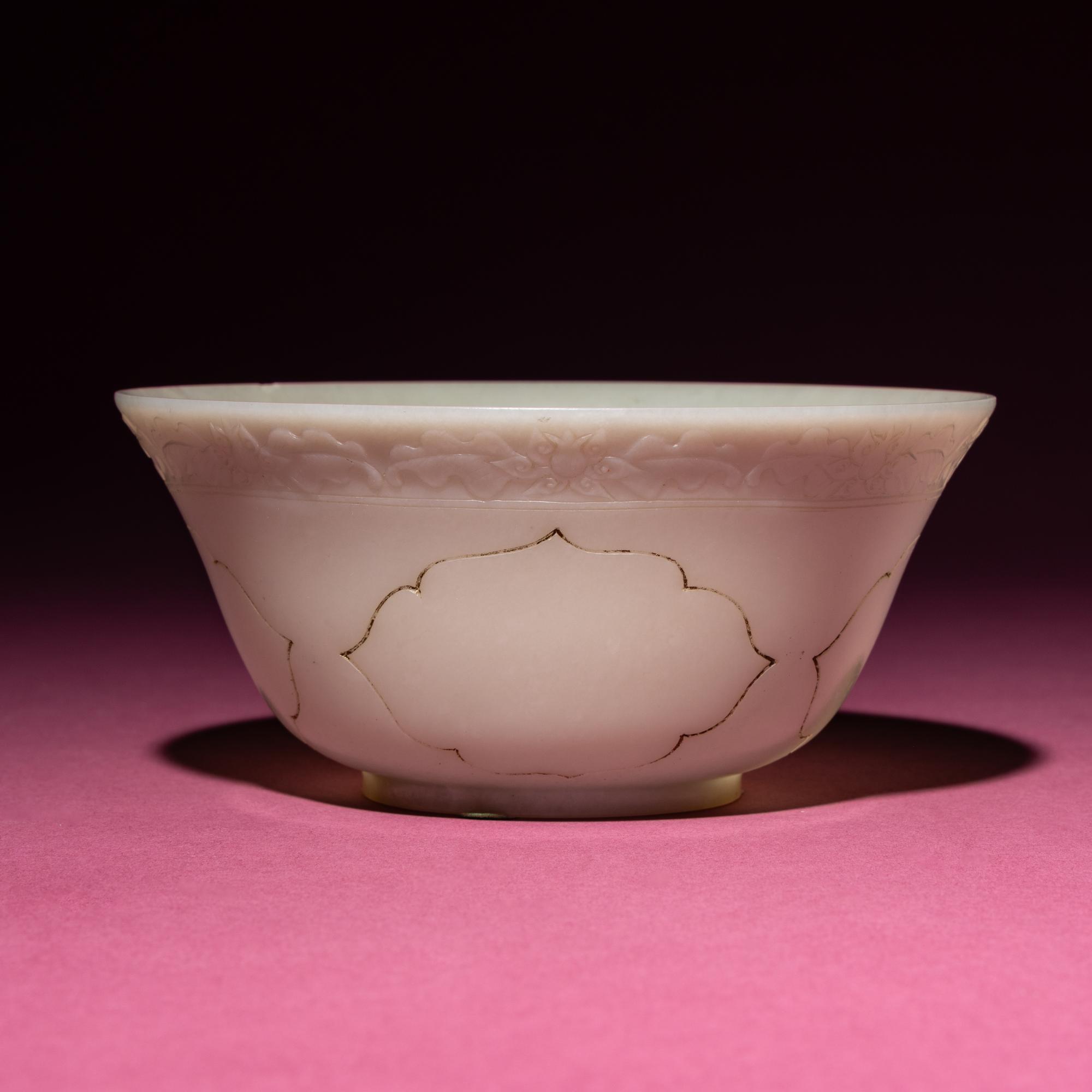 A Chinese Carved White Jade ‘Floral’ Bowl, 18th Century — 清中期 白玉刻花碗