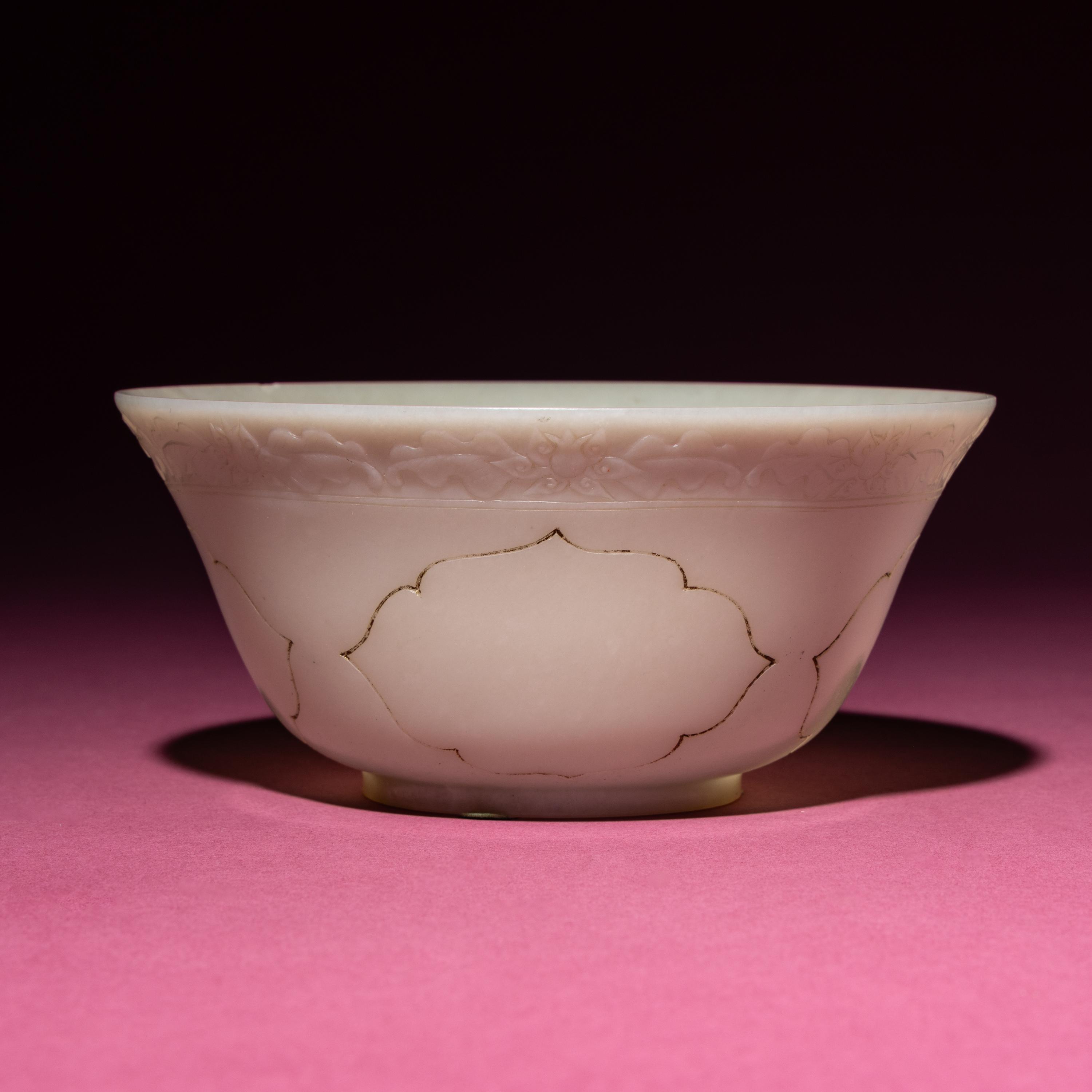 A Chinese Carved White Jade ‘Floral’ Bowl, 18th Century — 清中期 白玉刻花碗