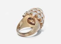 A Two-Tone 14K Yellow and White Gold and Diamond Ring