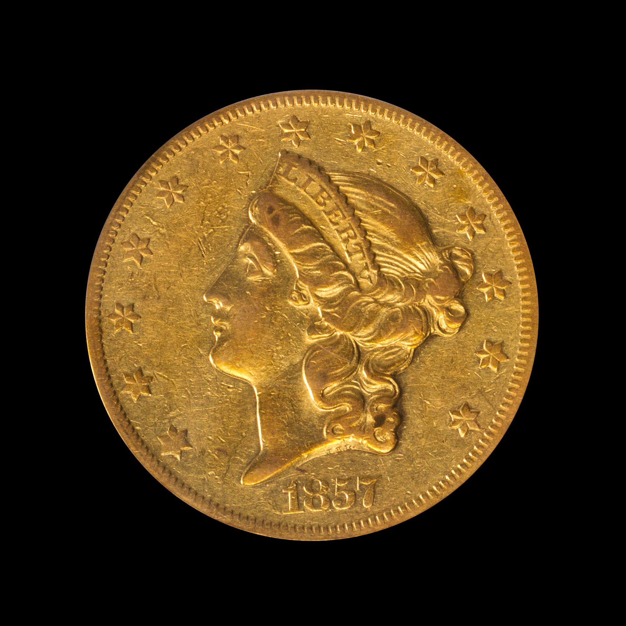 A United States 1857-O Liberty Head $20 Gold Coin