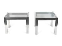 Two Contemporary Chromed Steel and Glass End Tables — 20TH CENTURY