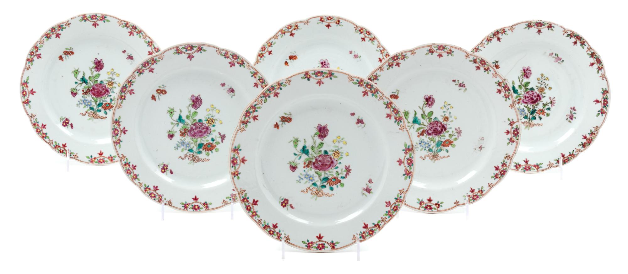 A Set of Six Chinese Export Porcelain Plates Diameter 9 inches. — 18TH/19TH CENTURY
