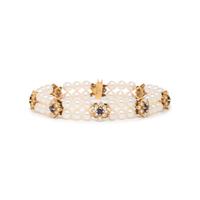 BOODLE & DUNTHORNE, CULTURED PEARL, SAPPHIRE, AND DIAMOND BRACELET