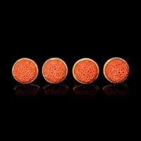 Two Pairs of Chinese Coral Bead Earclips, 20th Century