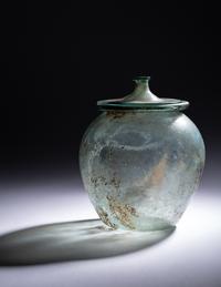 A Roman Blue-Green Glass Cinerary Urn