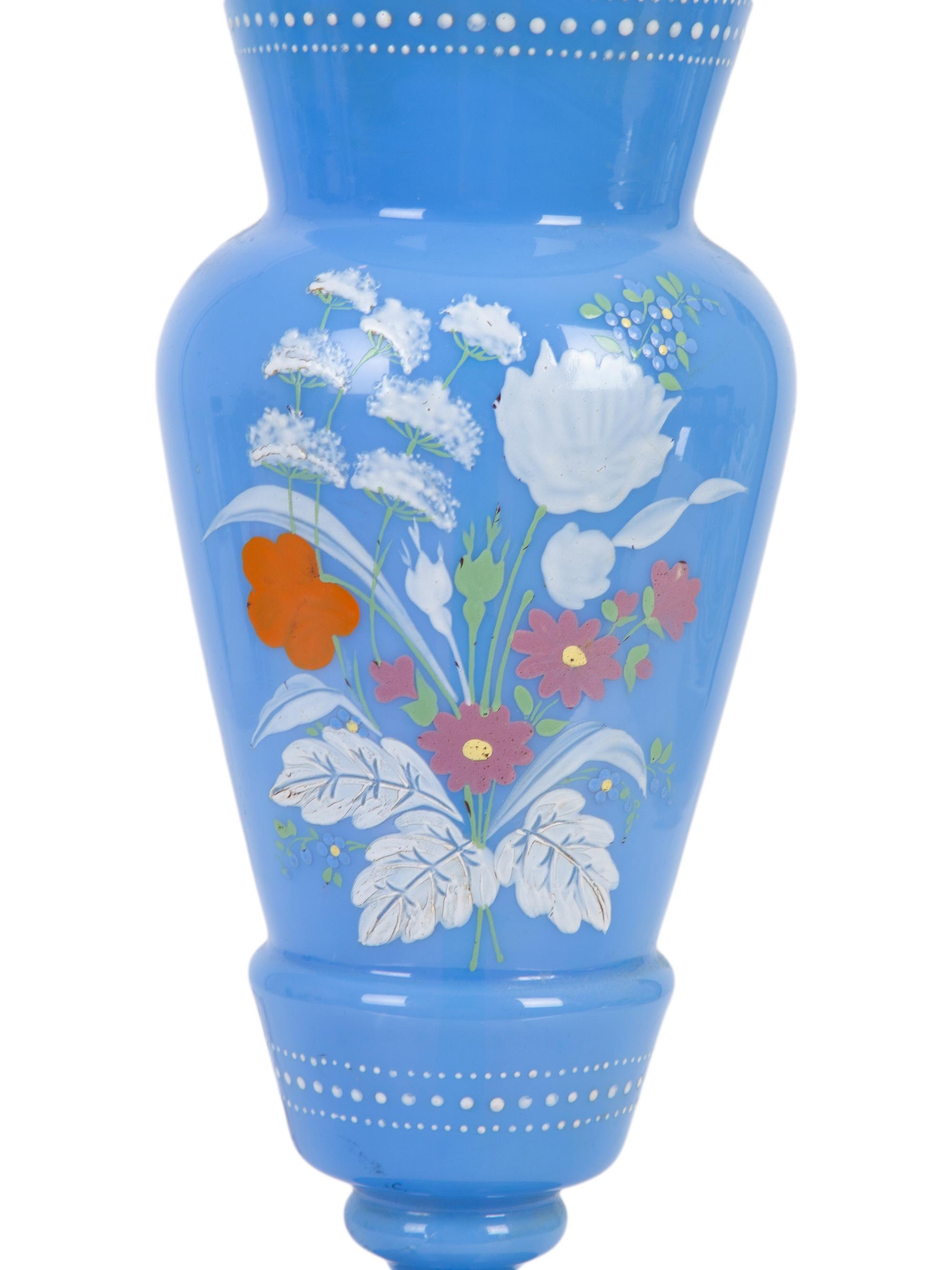 A Bristol Blue Glass Vase now Mounted as a Lamp — 19TH/20TH CENTURY