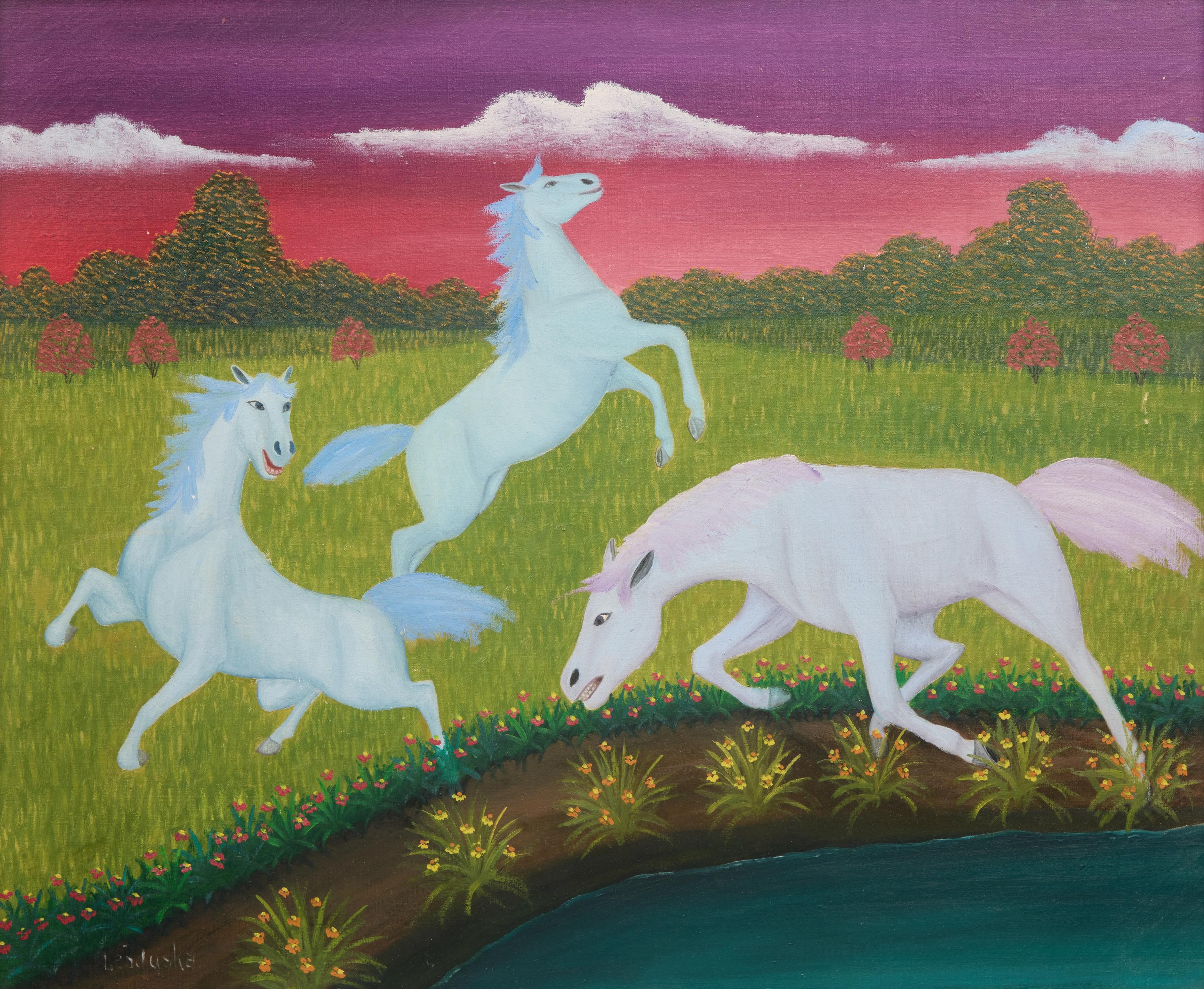 Lawrence Lebduska (American, 1894-1966) — Wild Horses