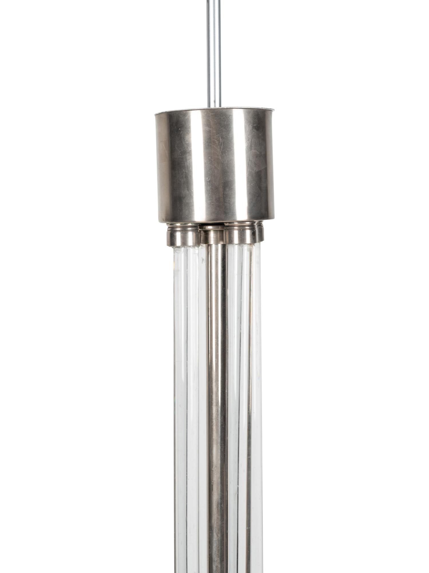 A French Nickeled Bronze and Lucite Floor Lamp