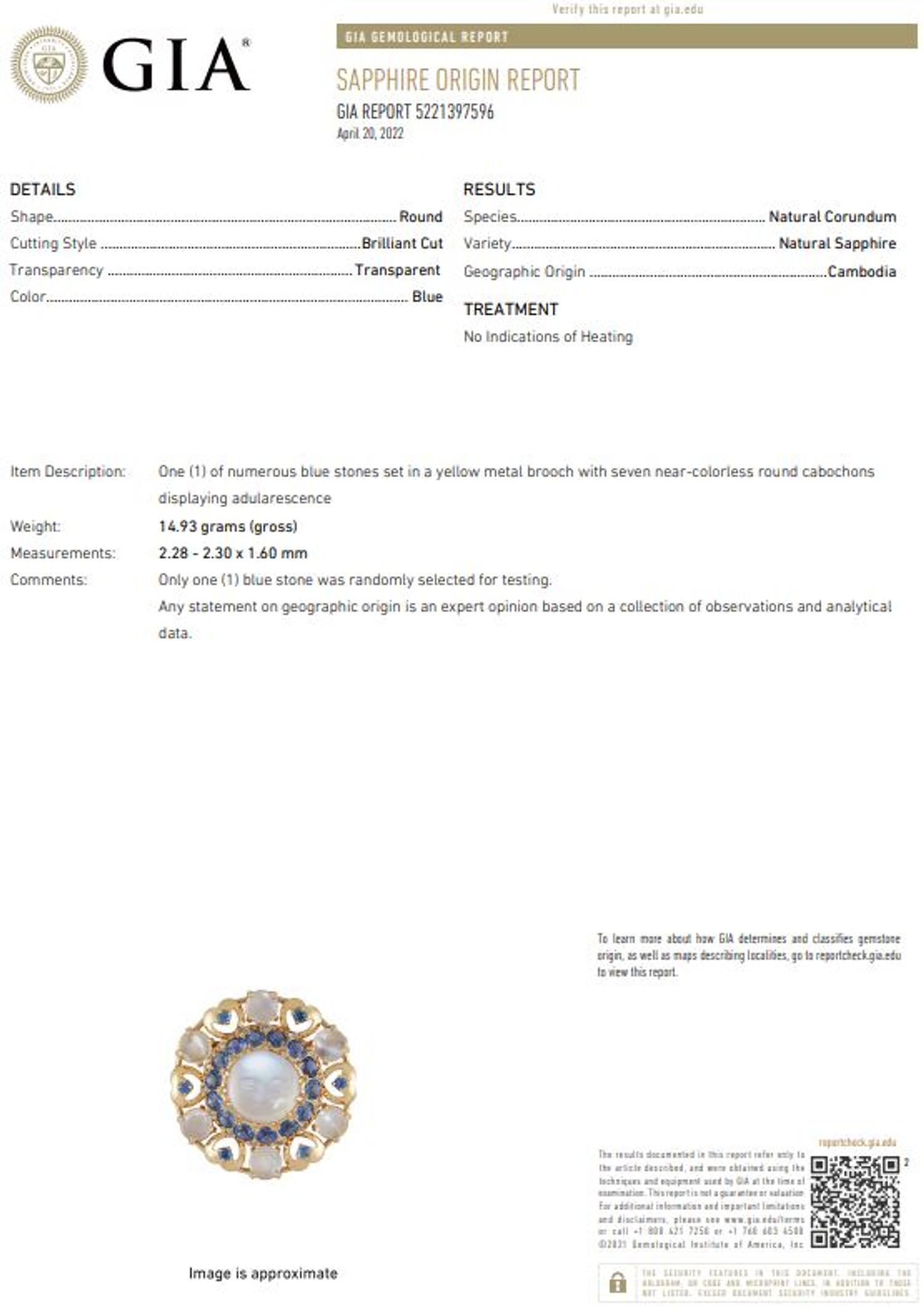 MOONSTONE, SAPPHIRE AND DIAMOND BROOCH