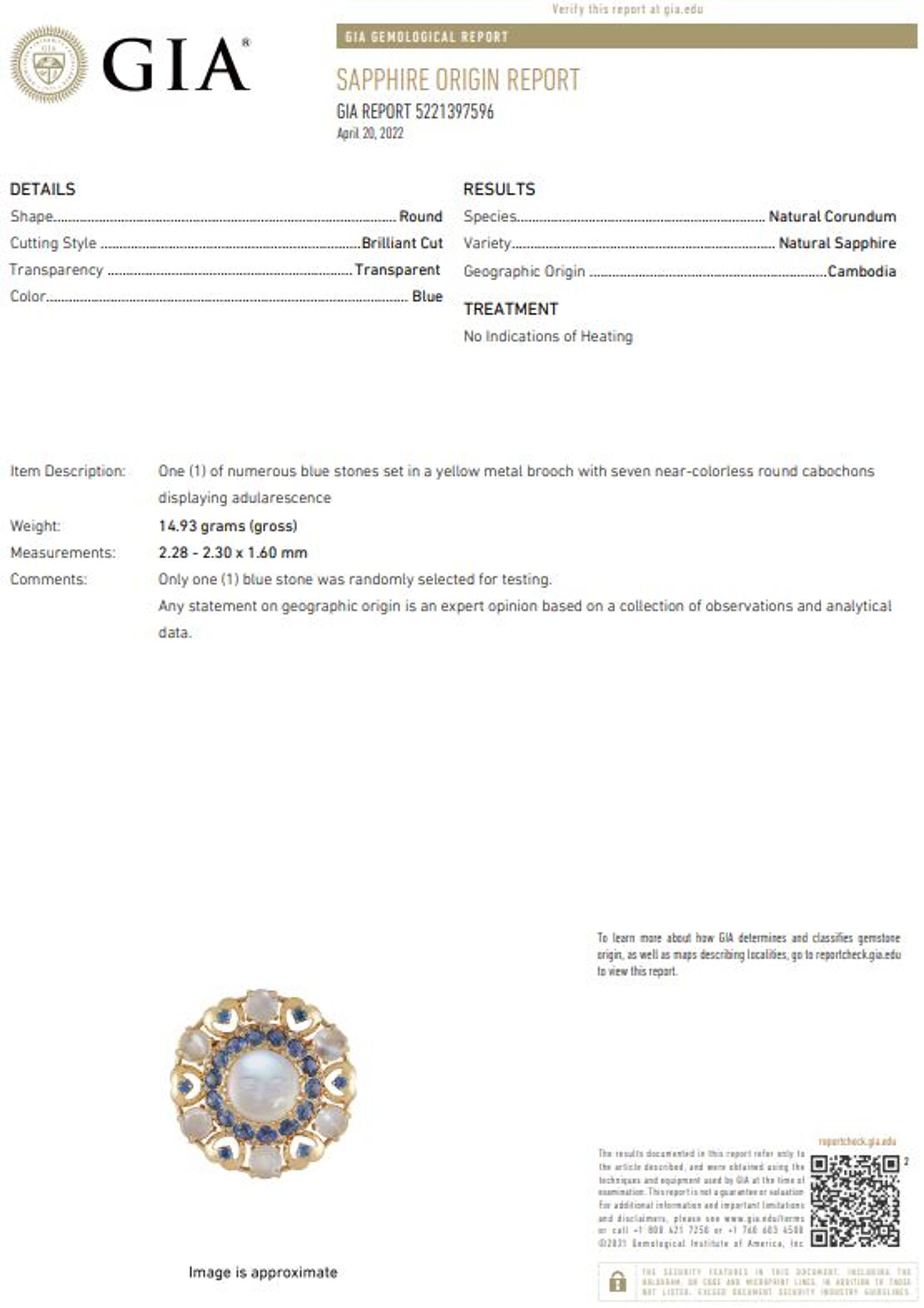 MOONSTONE, SAPPHIRE AND DIAMOND BROOCH