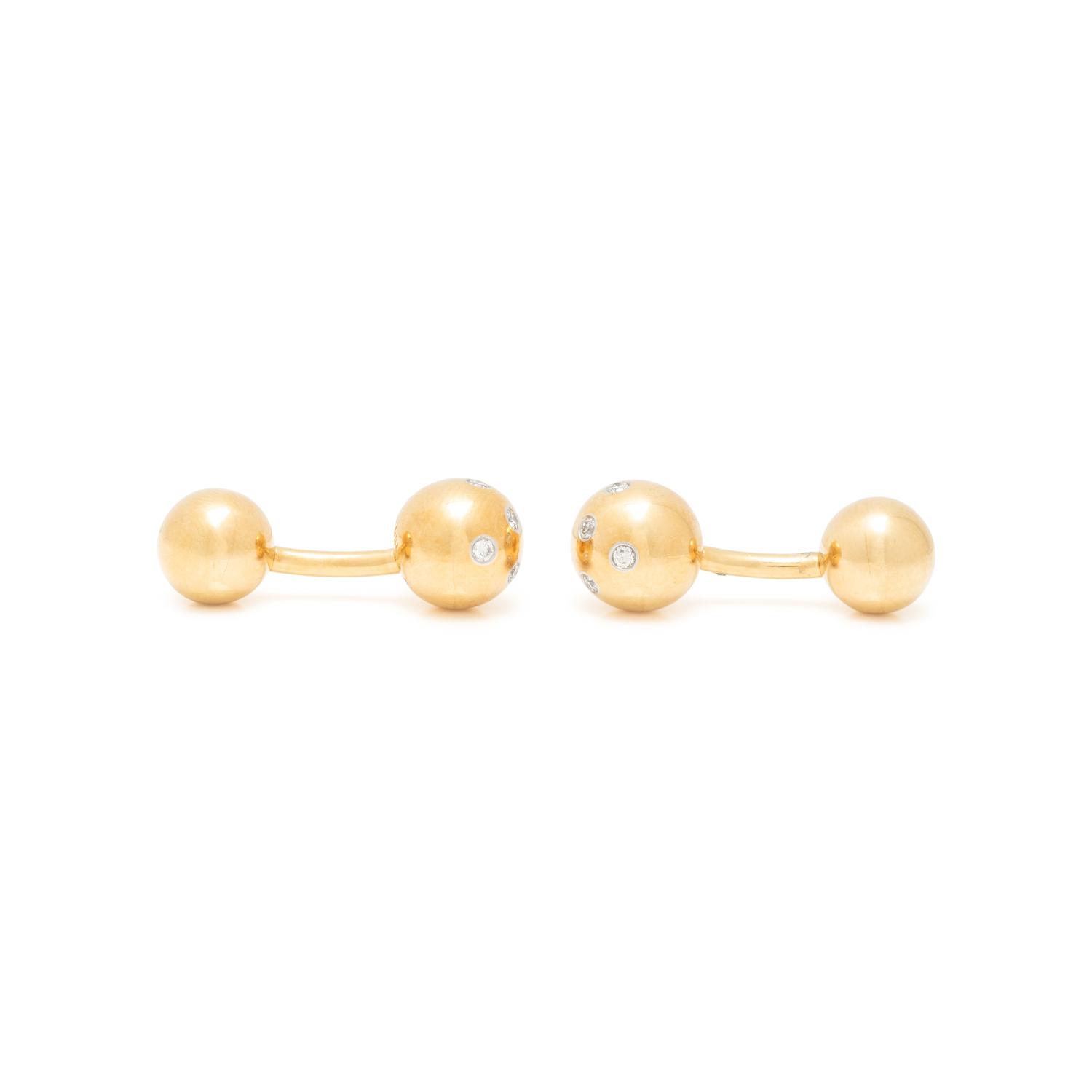 TIFFANY & CO., YELLOW GOLD AND DIAMOND 'ETOILE' CUFFLINKS