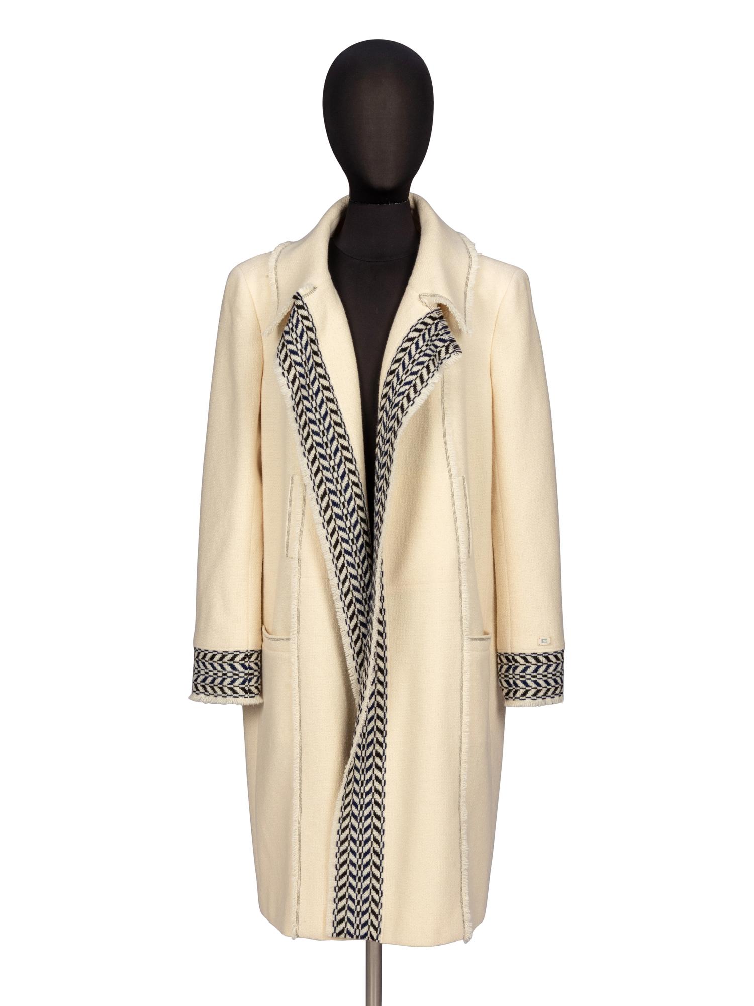 Chanel, Chevron-Trim Tweed Coat