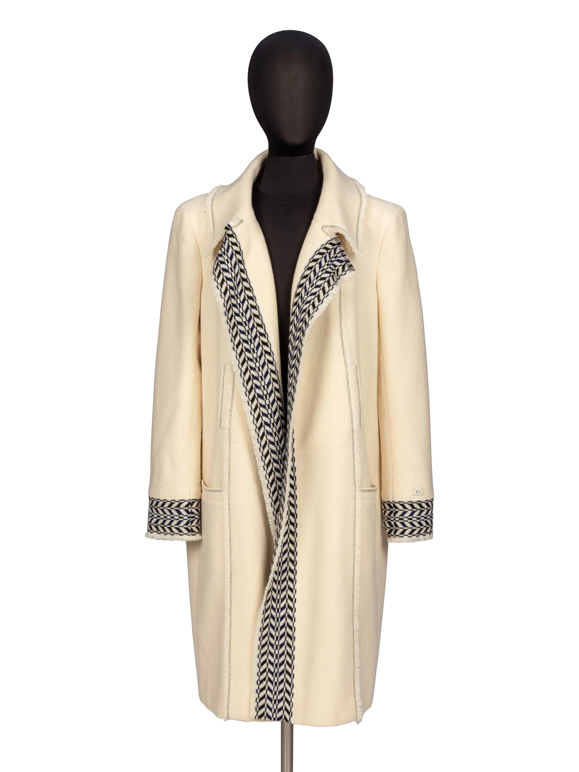 Chanel, Chevron-Trim Tweed Coat