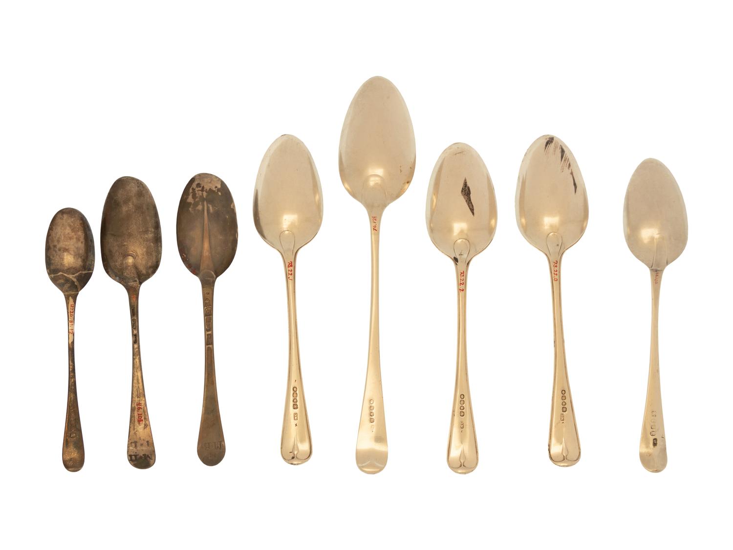 Nine English Silver Flatware Articles
