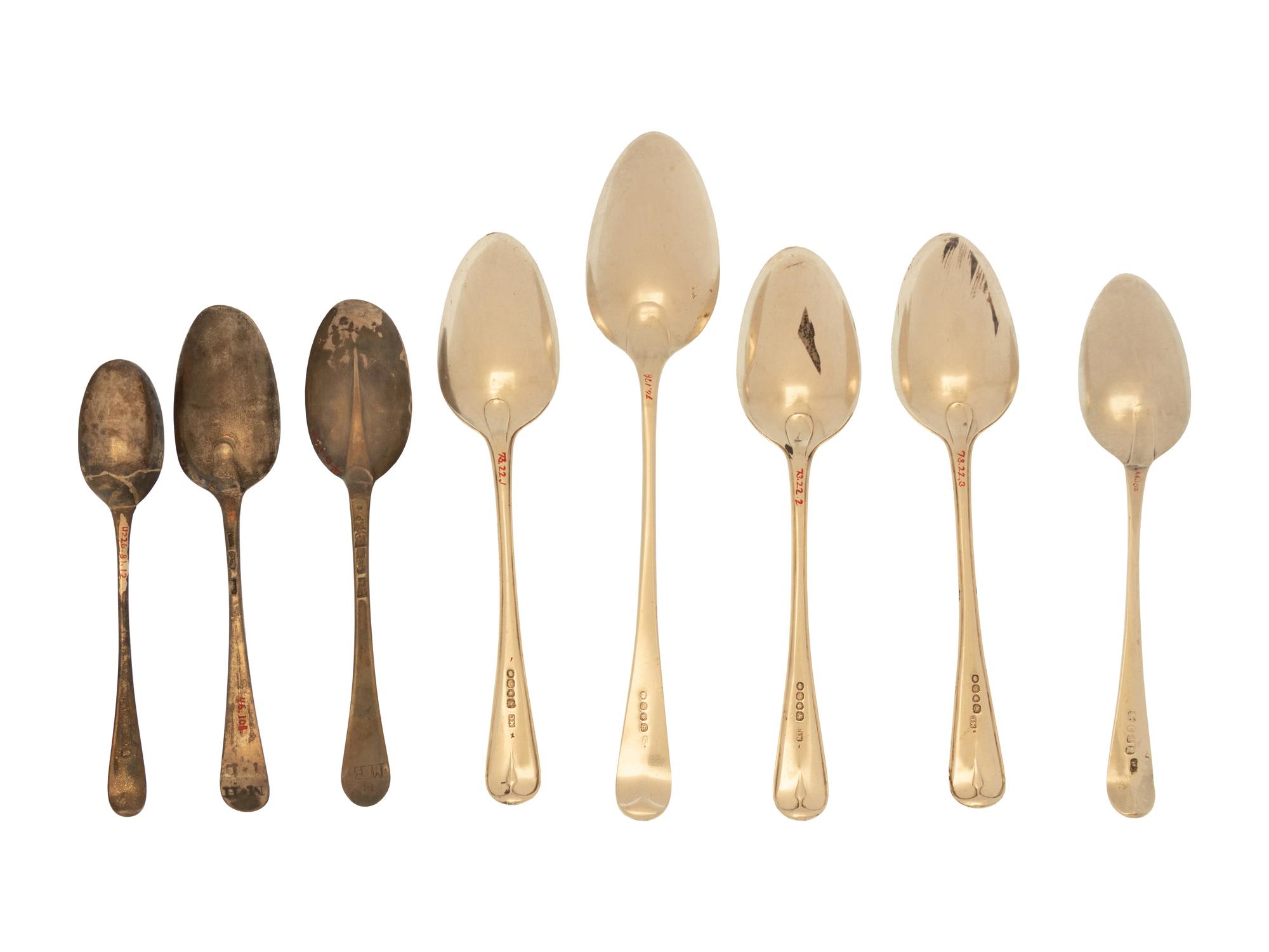 Nine English Silver Flatware Articles