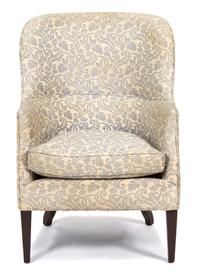 A Regency Style Barrel Back Upholstered Armchair — LATE 19TH CENTURY