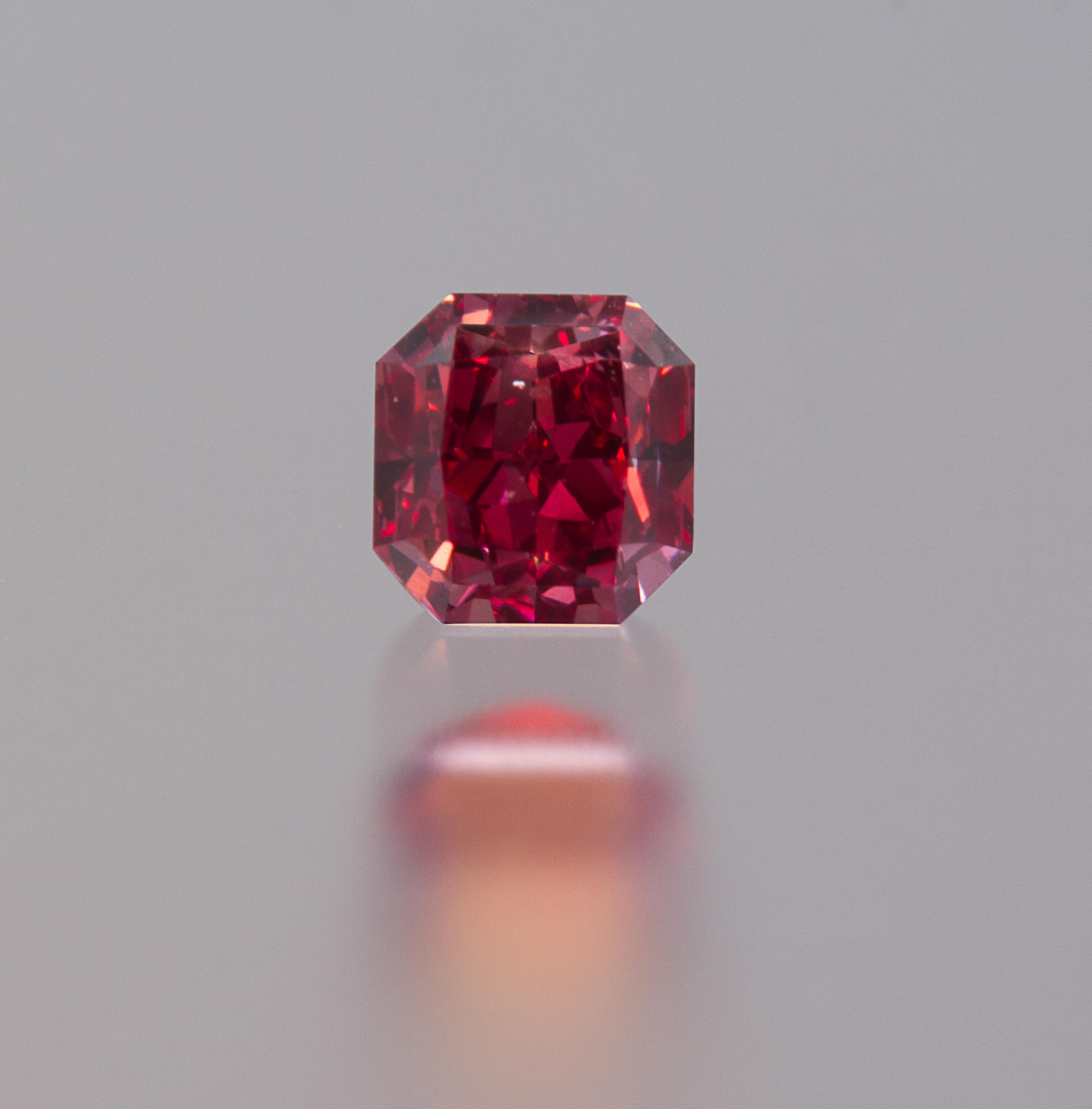 A 0.48 Carat Radiant Cut Fancy Red Diamond,