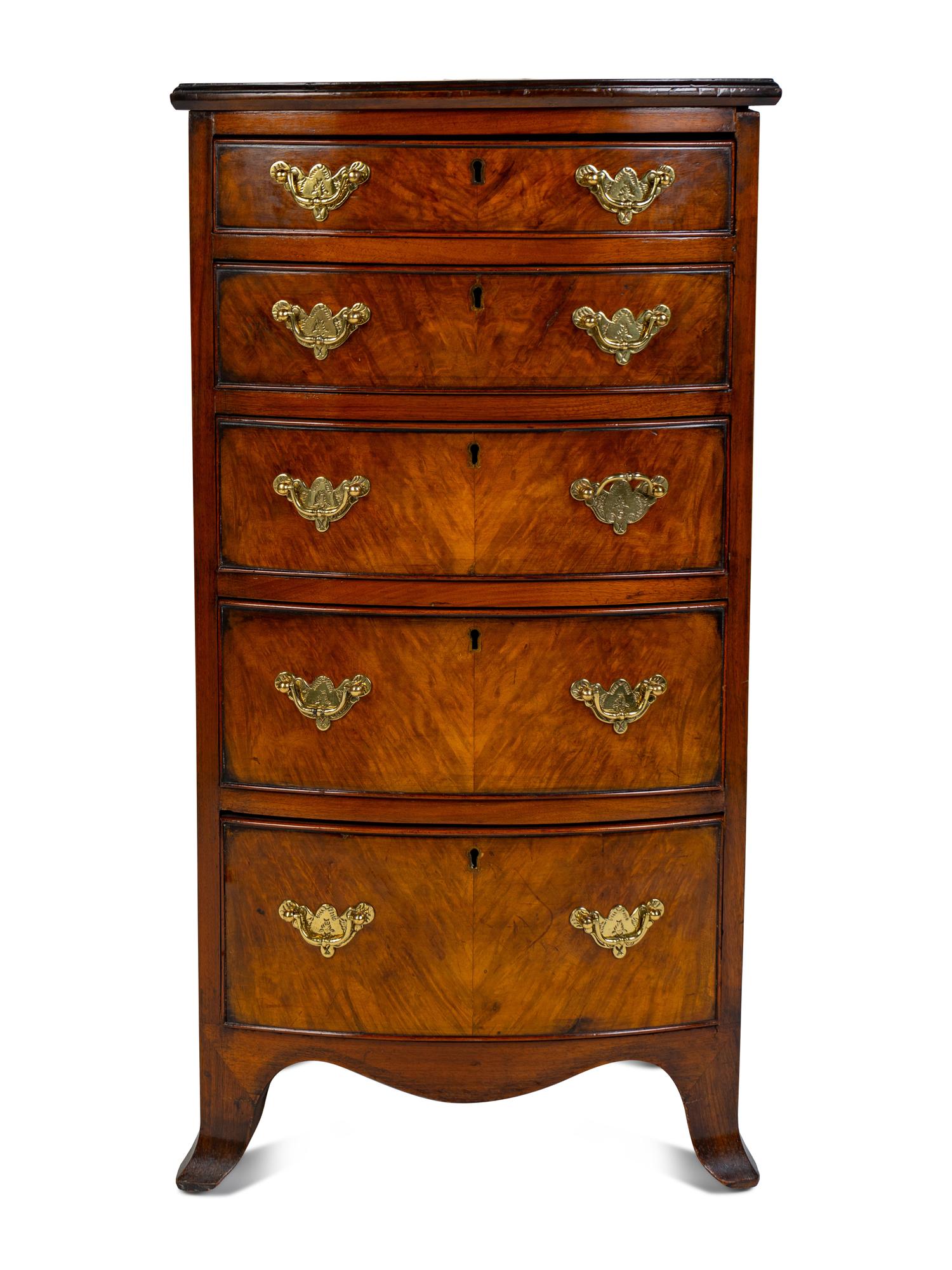 A Georgian Style Bow Front Diminutive Chest