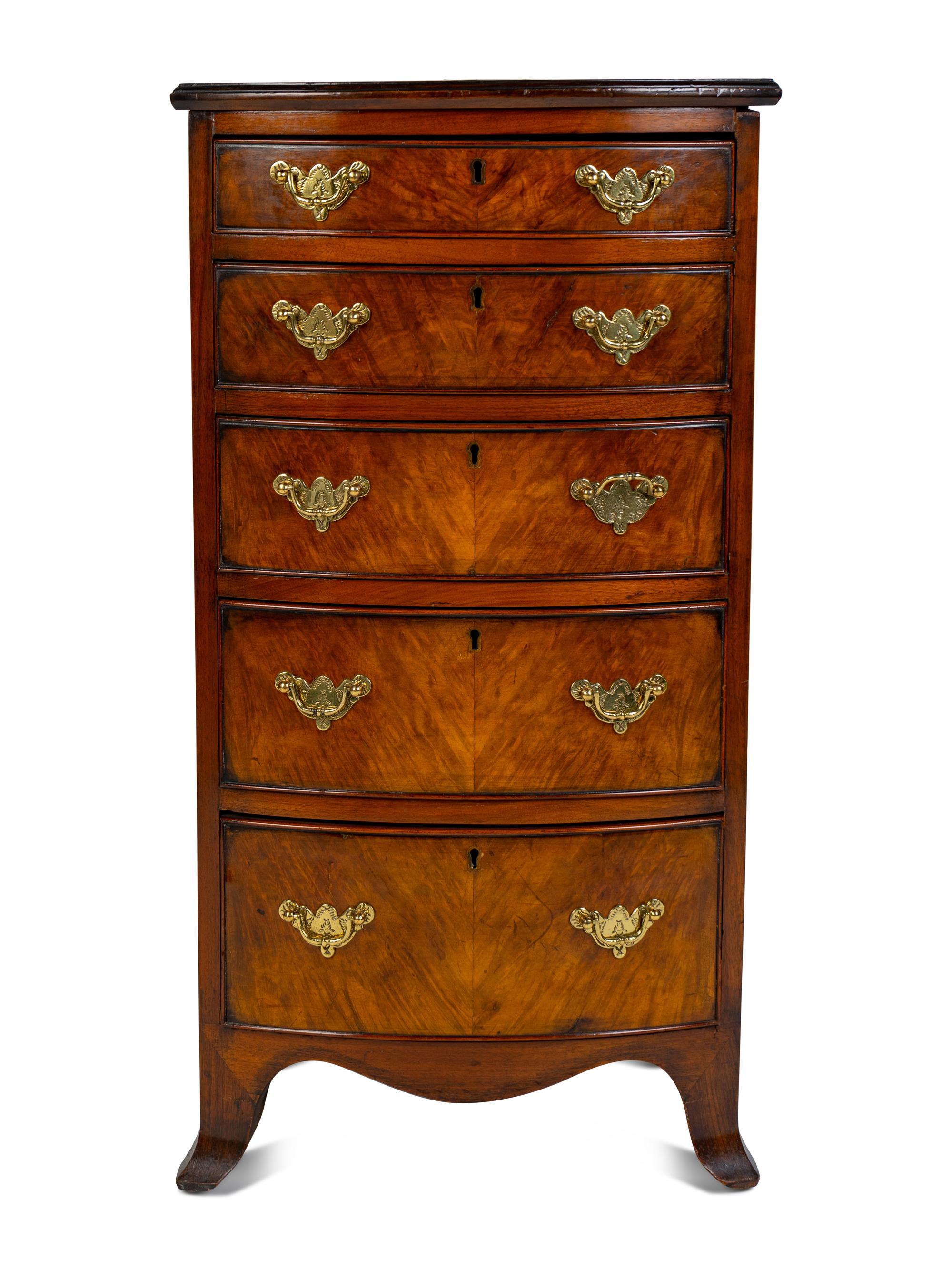 A Georgian Style Bow Front Diminutive Chest
