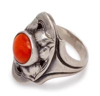A Sterling Silver and Coral Ring, Kalo,