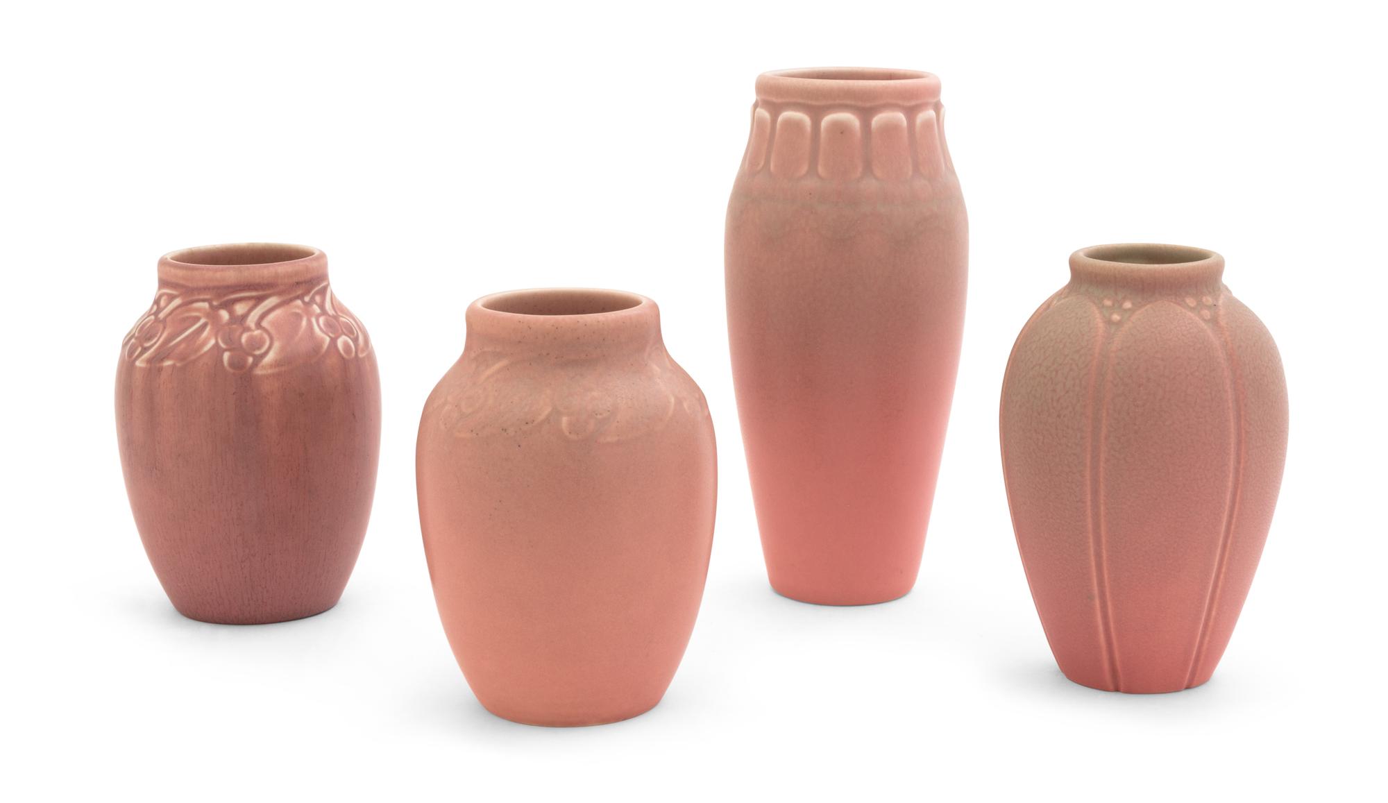 Four Rookwood Production Pottery Vases Height of tallest 7 inches. — 1919, 1925 AND TWO 1927