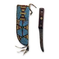 Sioux Beaded Hide Knife Sheath, with Knife