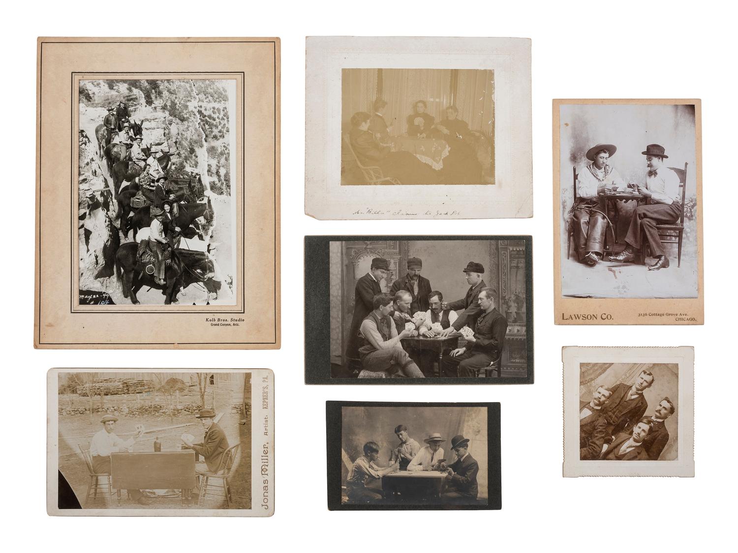[EARLY PHOTOGRAPHY]. 16 photographs featuring interesting and curious groups of people.