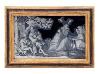 Two Dutch Silvered Verre Églomisé Plaques