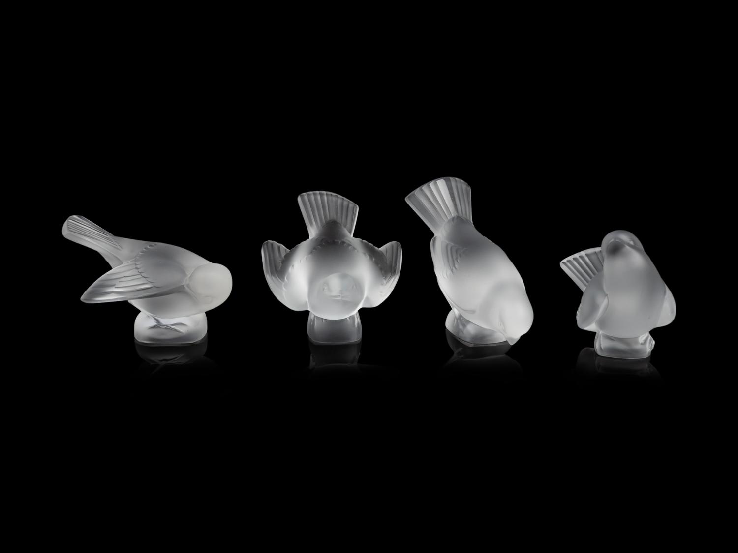 Four Lalique Bird Ornaments