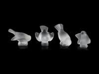 Four Lalique Bird Ornaments
