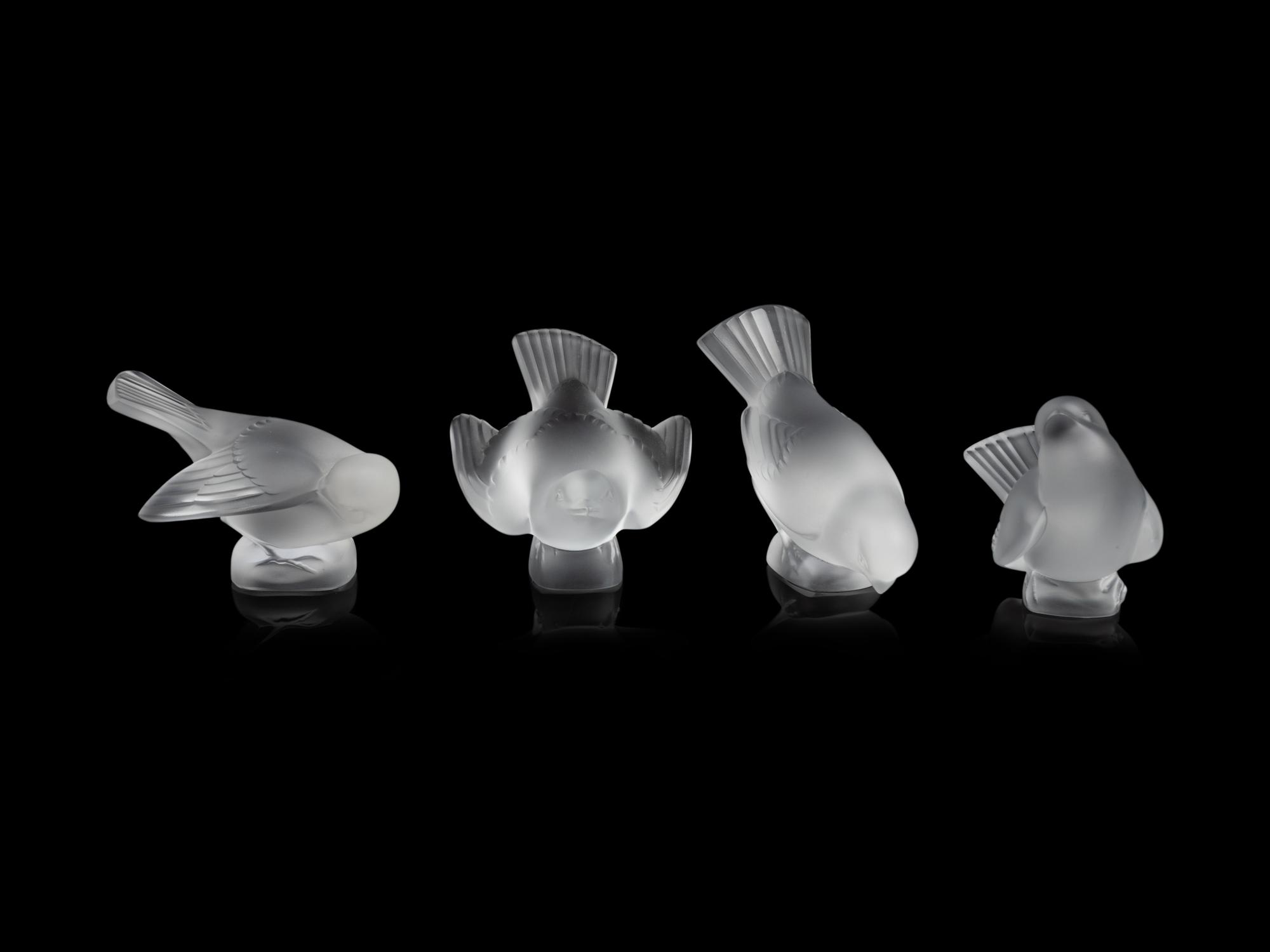 Four Lalique Bird Ornaments