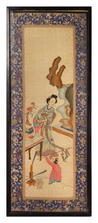 A Chinese Kesi Silk Panel 42 x 16 1/4 inches. — QING DYNASTY (1644-1911)