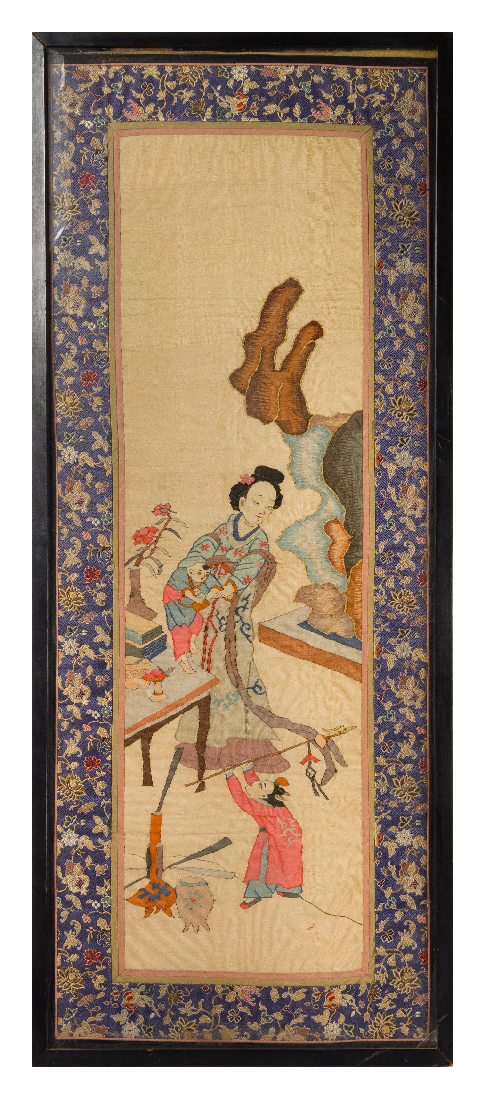 A Chinese Kesi Silk Panel 42 x 16 1/4 inches. — QING DYNASTY (1644-1911)