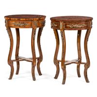 A Pair of Louis XV Style Marquetry Tables