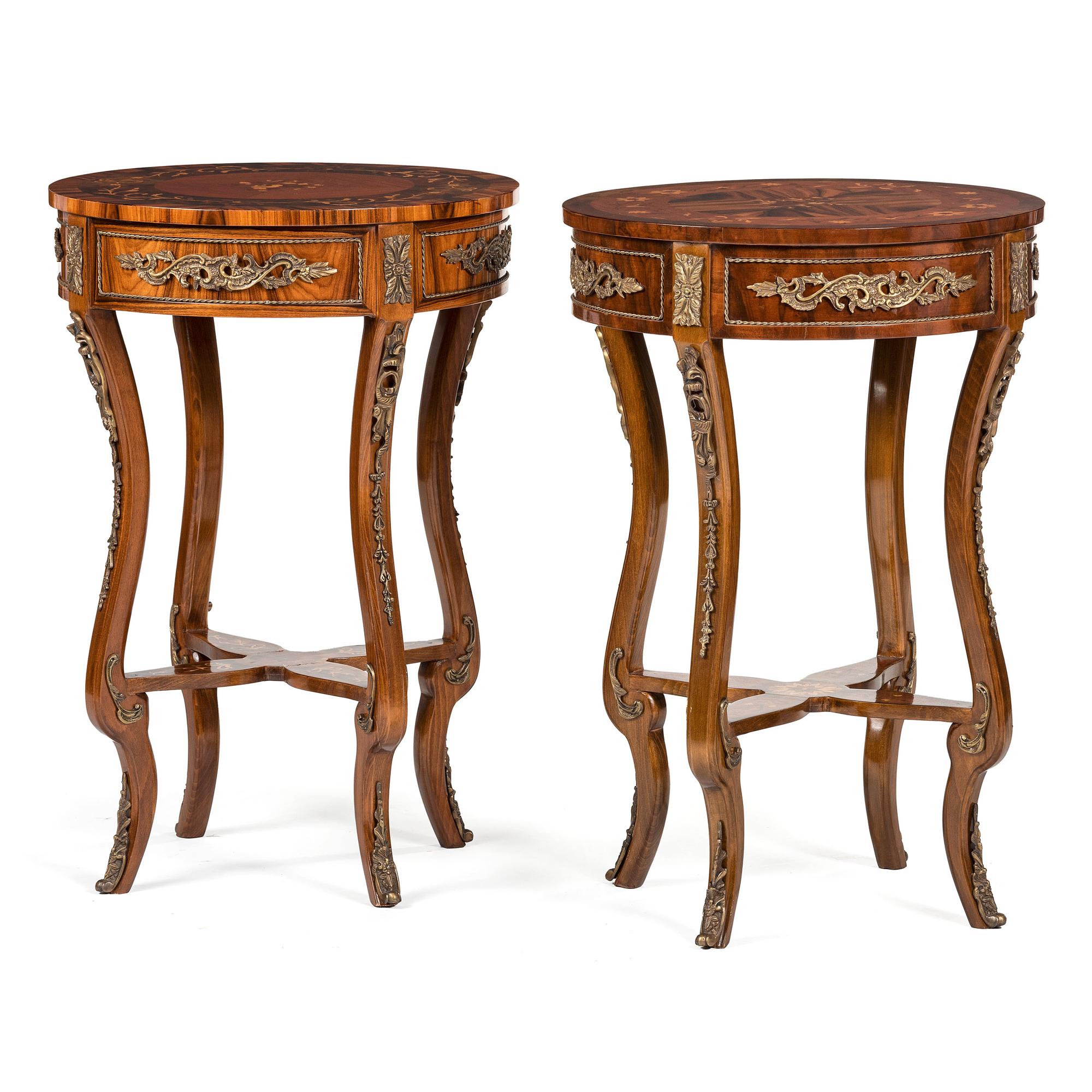 A Pair of Louis XV Style Marquetry Tables