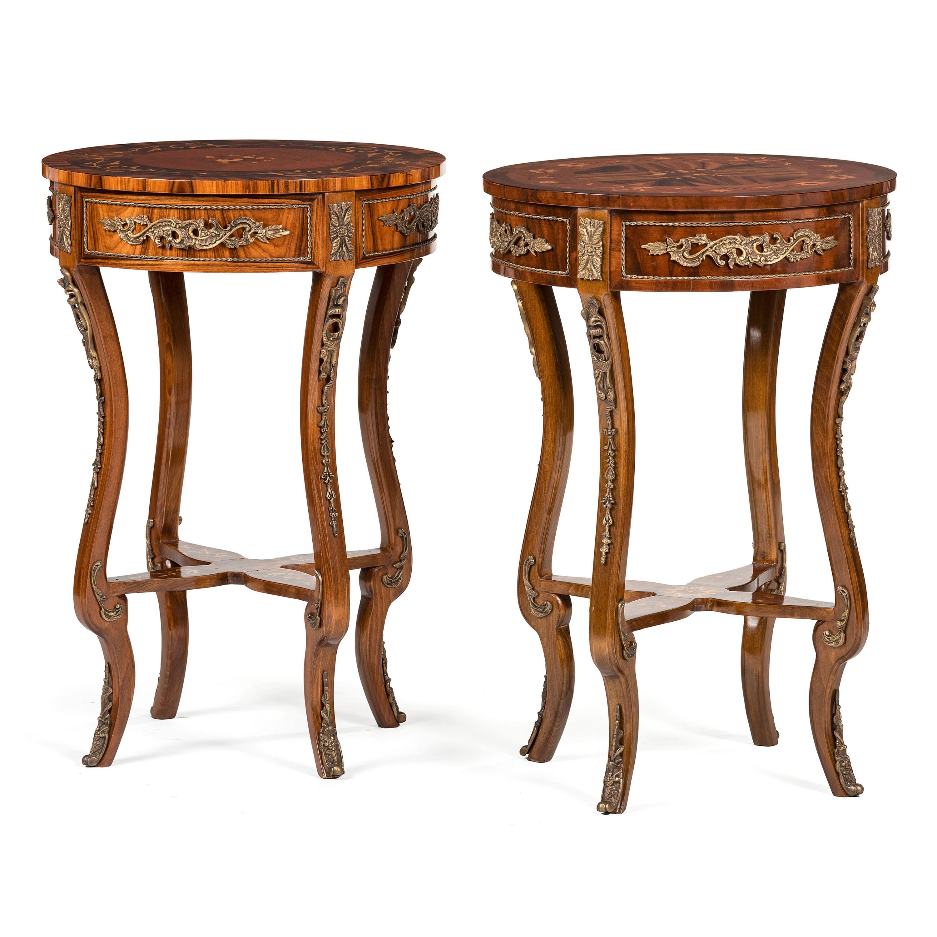 A Pair of Louis XV Style Marquetry Tables