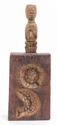 Four Wood Decorative Articles Height of tallest 34 inches.