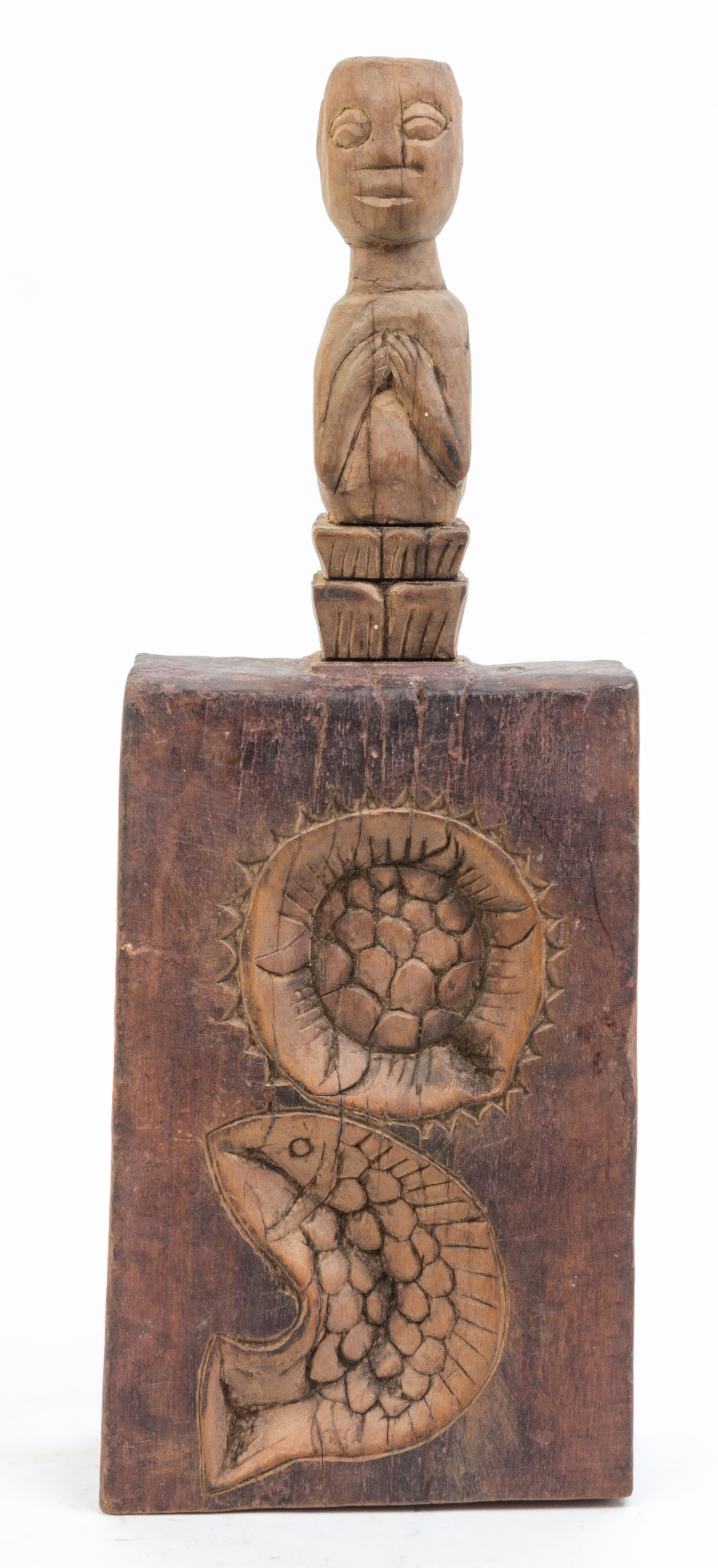 Four Wood Decorative Articles Height of tallest 34 inches.
